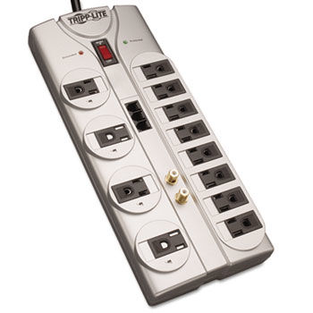 TLP1208TELTV Surge Suppressor, 12 Outlet, RJ11, Coax, 8ft Cord, 2880 Joules