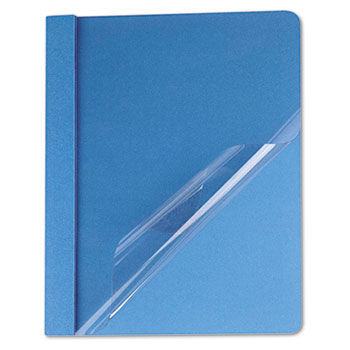 Clear Front Report Cover, Tang Fasteners, Letter Size, Light Blue, 25/Box