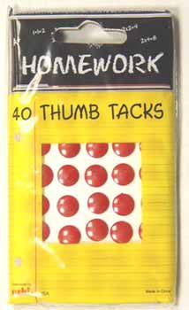 Thumb Tacks - Red - 40 count Case Pack 48