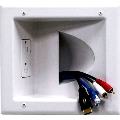 Recessed Low Voltage Media Wall Plate with Duplex Receptacle