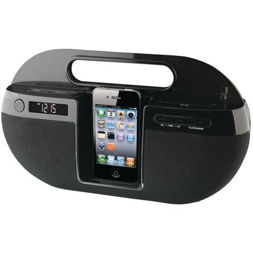 ILIVE iBP391B iPhone(R) App-Enhanced Boom Box with FM Radio & LCD Display