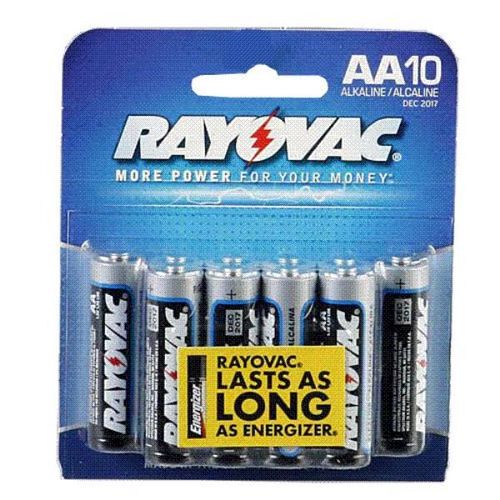 Rayovac 10 Pack AA Alkaline Batteries Case Pack 4