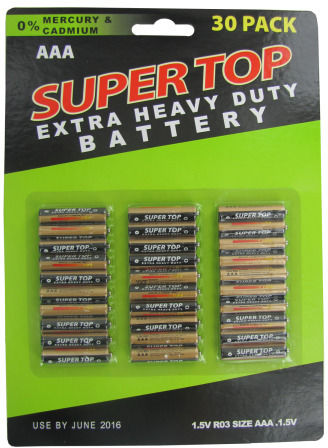 30-Pack ""AAA"" Batteries Case Pack 6