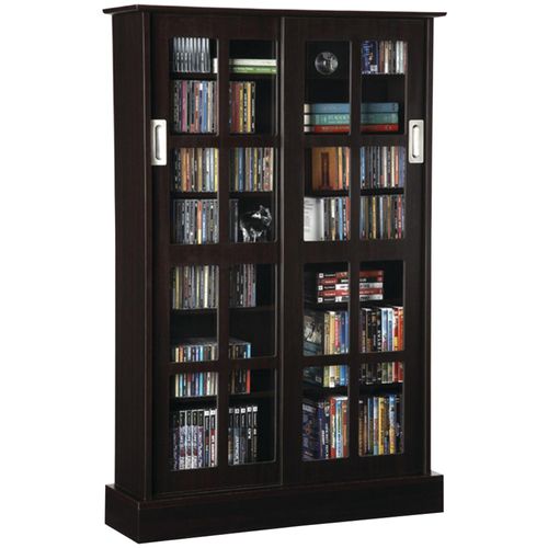 ATLANTIC 94835721 Windowpane Sliding Glass Door Multimedia Cabinet