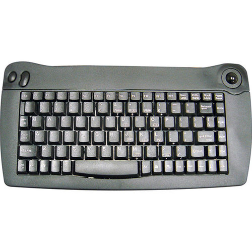 Mini Portable USB Keyboard with Built-In Trackball-White