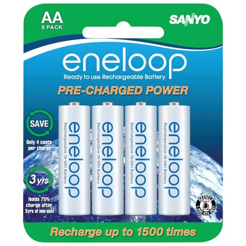 SANYO SEC-HR3U8BPN eneloop Battery Blister Pack (AA; 8 pk)