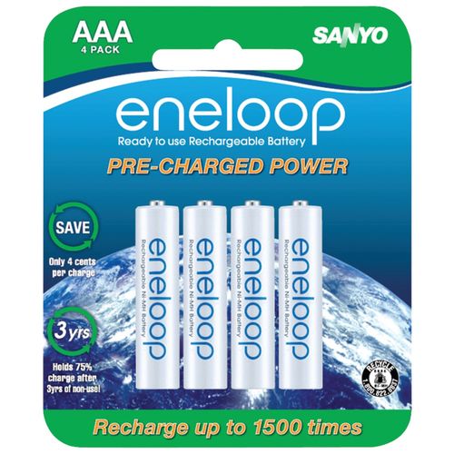 SANYO SEC-HR4U4BPN eneloop Battery Blister Pack (AAA; 4 pk)