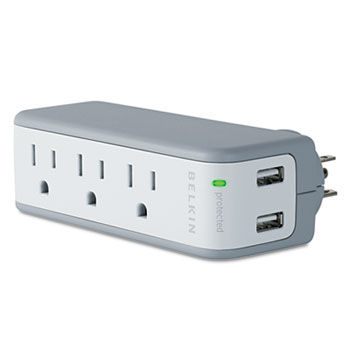 Mini Surge Protector with USB Charger, Wall Mount, 918 Joules