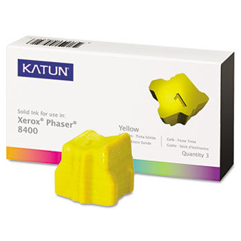 KAT38706 Phaser 8400 Compatible, 108R00607 Solid Ink, 3400 Yld, 3/Box, Yellow