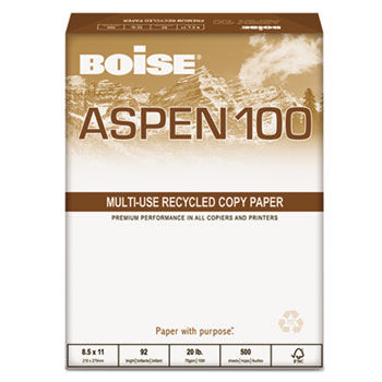 ASPEN 100 Office Paper, 92 Brightness, 20lb, 8-1/2 x 14, White, 5000/Carton