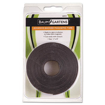 Adhesive-Backed Magnetic Tape, Black, 1/2"" x 10ft, Roll