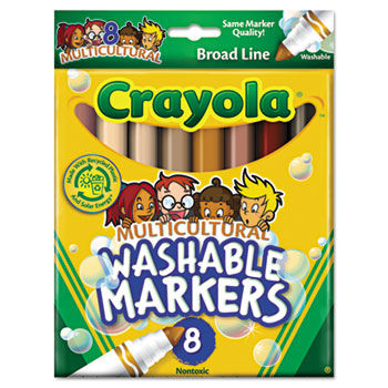 Washable Markers, Conical Point, Multicultural Colors, 8/Pack