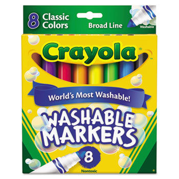 Washable Markers, Broad Point, Classic Colors, 8/Pack