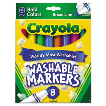 Washable Markers, Broad Point, Bold Colors, 8/Set