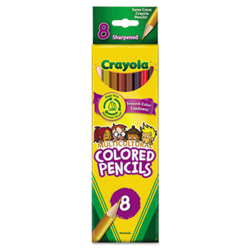 Multicultural Colored Woodcase Pencils, 3.3 mm, 8 Assorted Colors/Set