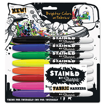 Stained Permanent Fabric Marker, Assorted, 8/Pack