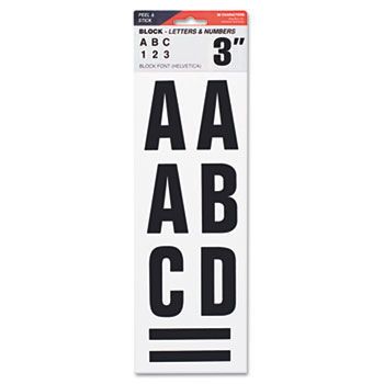 Letters, Numbers & Symbols, Adhesive, 3"", Black