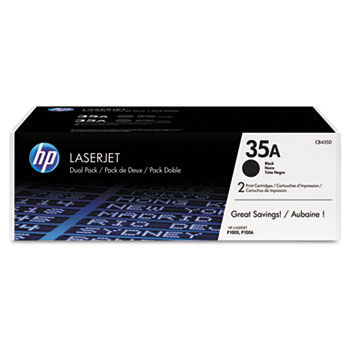 CB435AD (HP 35A) Toner, 1500 Page-Yield, 2/Box, Black