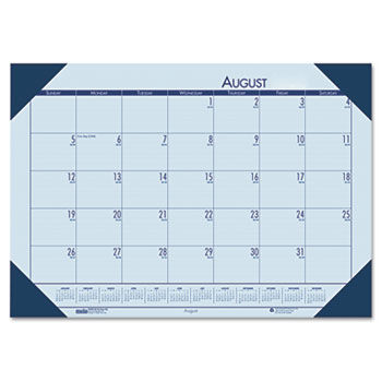 EcoTones Academic Desk Pad Calendar, 18-1/2w x 13d, Blue Corners, 2013-2014