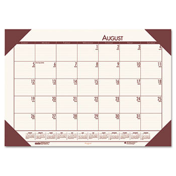 EcoTones Academic Desk Pad Calendar, 18-1/2 x 13, Brown Corners, 2013-2014