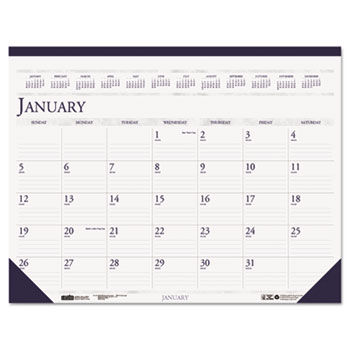 Two-Color Monthly Desk Pad Calendar, 18-1/2 x 13, 2014