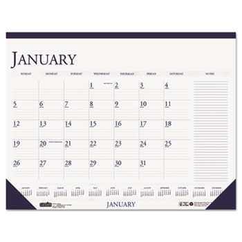 Two-Color Monthly Desk Pad Calendar w/Large Notes Section, 18-1/2 x 13, 2014