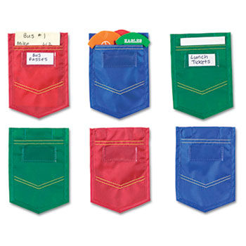 Mini Pockets, Blue, Red, Green, 4 x 6, 6/Pack