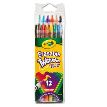 Twistables Erasable Colored Pencils, 12 Assorted Colors/Pack