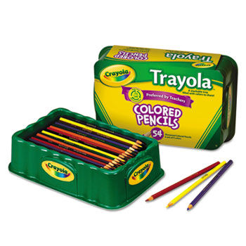 Colored Wood Pencil Trayola, 3.3 mm, 9 Assorted Colors, 54 Pencils/Set