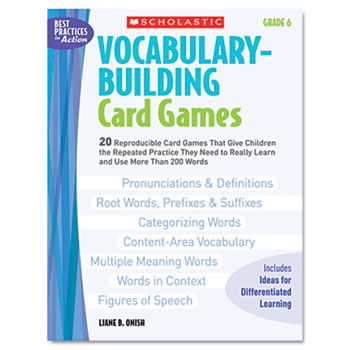 Vocabulary Building Card Games, Grade Six, 80 pages