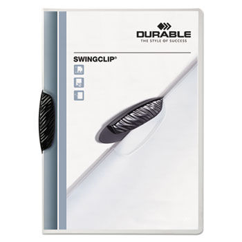 Swingclip Polypropylene Report Cover, Letter Size, Clear/Black Clip, 5/Pack