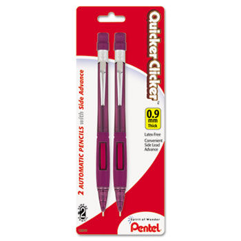 Quicker Clicker Mechanical Pencil, 0.9 mm, Burgundy Barrel, 2/Pk