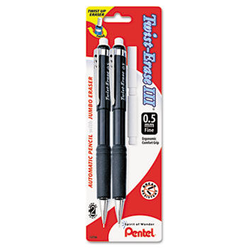 Twist-Erase III Mechanical Pencil, 0.5 mm, Assorted Barrels, 2/Pk