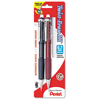 Twist-Erase III Mechanical Pencil, 0.7 mm, Assorted Colors, 2/Pack