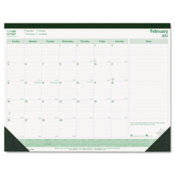 EcoLogix Monthly Desk Pad Calendar, 21-3/4 x 17, 2014