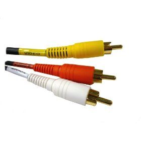 Composite Stereo Left & Right + Video 3 RCA, red, white, & yellow - 12 FT- 6 FT - Connects Composite Video Device such as VCRDVD to Composite TV