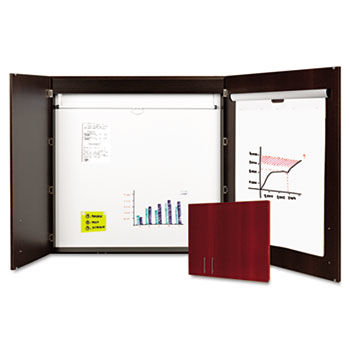 MasterVision Conference Cabinet, Porcelain Magnetic, Dry Erase, 48 x 48, Ebony