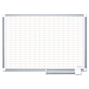 MasterVision Grid Platinum Plus Dry Erase Board, 1x2"" Grid, 36x24, Silver Frame