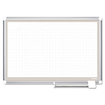 All Purpose Porcelain Planner Dry Erase Board, 1x2 Grid, 36x24, Aluminum Frame