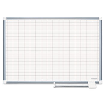 MasterVision Grid Platinum Plus Dry Erase Bd, 1x2"" Grid, 48x36, Aluminum Frame