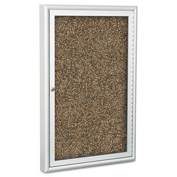 Enclosed Rubber-Tak Bulletin Cabinet, 24""w x 36""h, Aluminum Frame