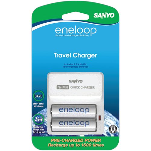 SANYO SEC-TDR02N eneloop 1500 Cycle Travel Charger Kit