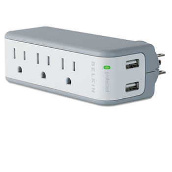 Mini Surge Protector with USB Charger, Wall Mount, 918 Joules