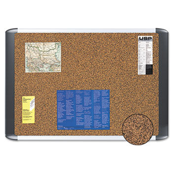 MasterVision Tech Cork Board, 24x36, Silver/Black Frame