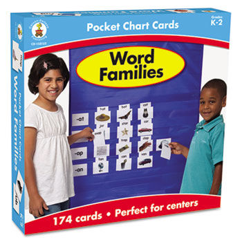 Word Families Cards for Pocket Chart, 4 x 2 3/4, 164 Cards, Ages 4-5