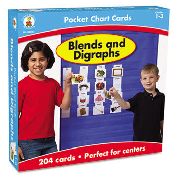 Blends and Digraphs Cards for Pocket Chart, 4 x 2 3/4, 204 Cards, Ages 4-5