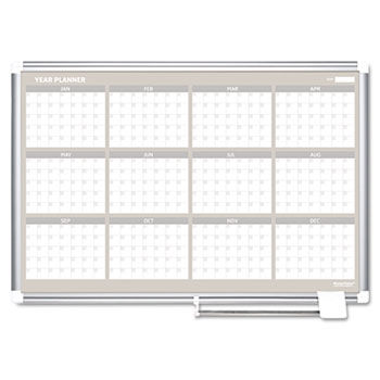 MasterVision 12 Month Year Planner, 36x24, Aluminum Frame