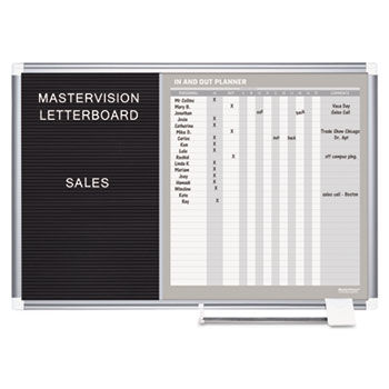 MasterVision In-Out and Notice Board, 36x24, Silver Frame