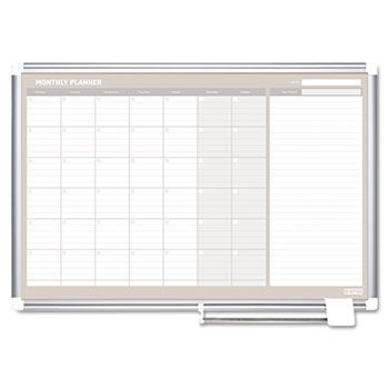 MasterVision Monthly Planner, 36x24, Silver Frame