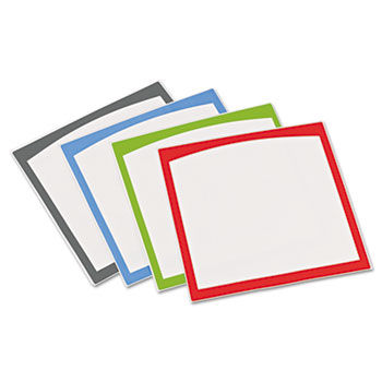 Peel & Stick Dry Erase Sheets, Border Sheets, 10 x 10, White/Asst., 4/Pack